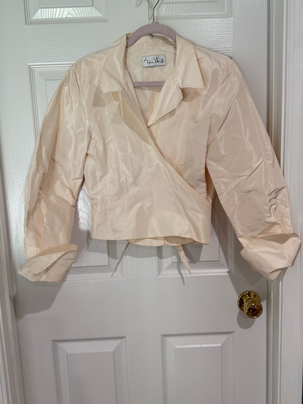 Silk Wrap Blouse in Light Champagne